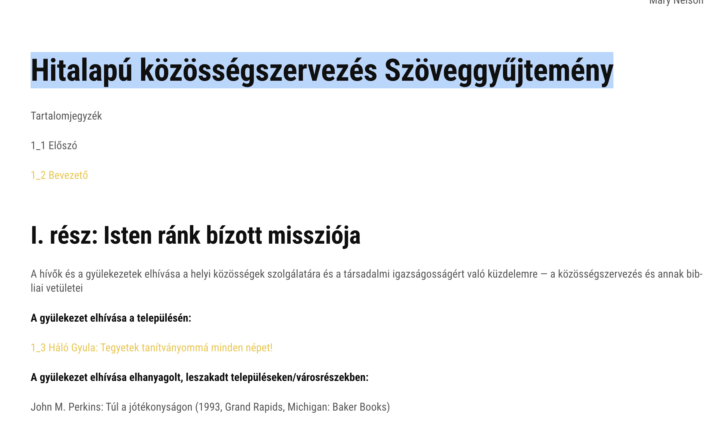 Hitalapú közösségszervezés — szöveggyűjtemény